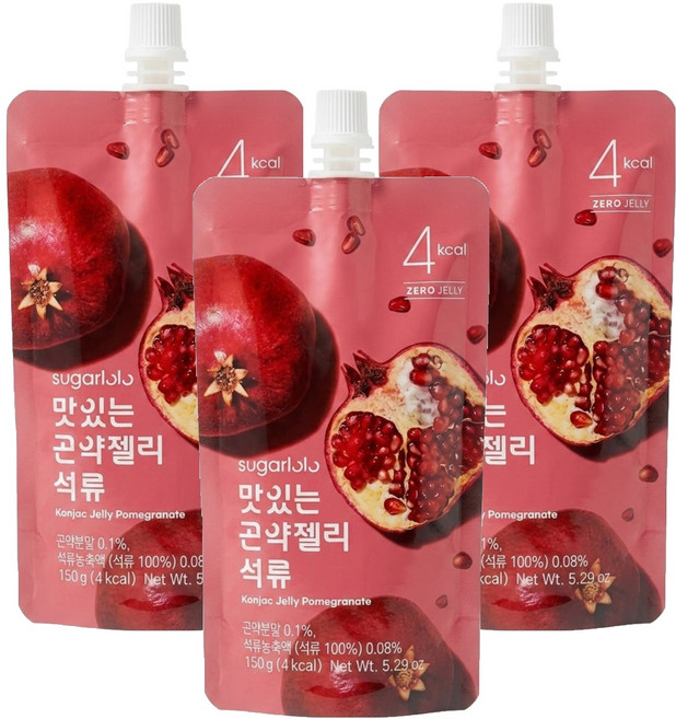 sugarlolo INTAKE 蒟蒻果凍飲 紅石榴風味, 150g, 3包