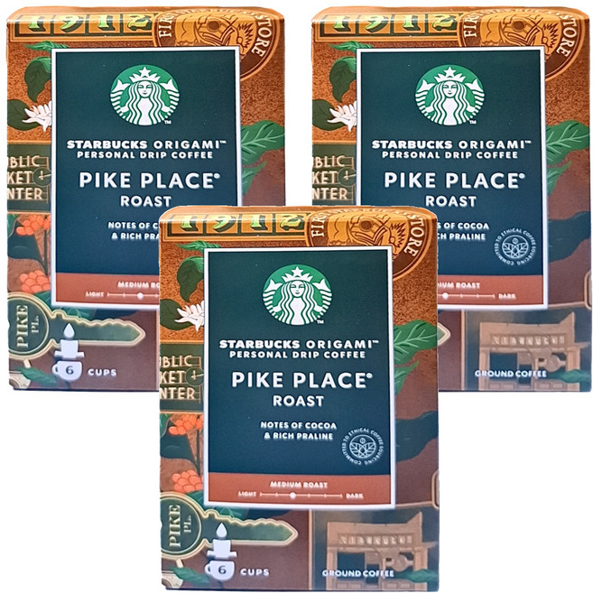 STARBUCKS 星巴克 掛耳式咖啡 派克市場烘焙, 9g, 6入, 3盒