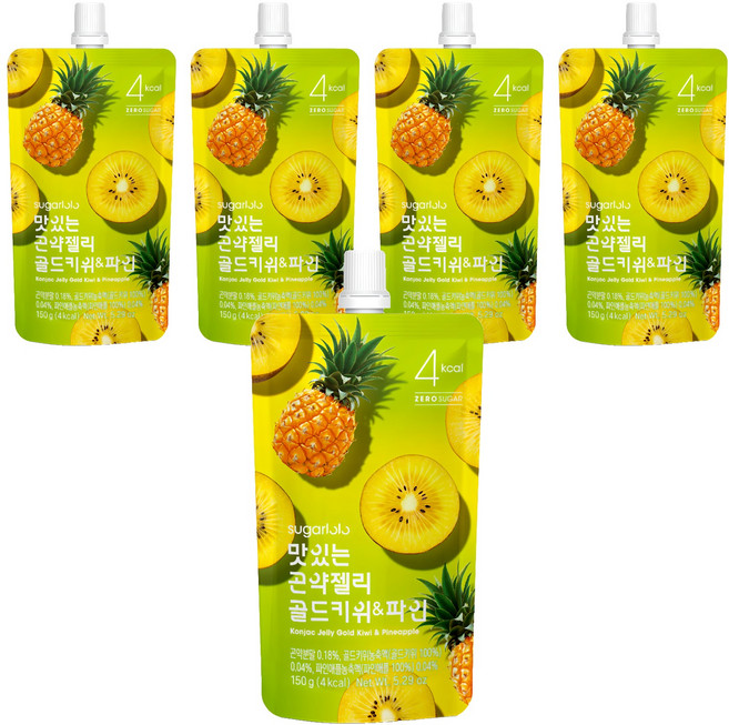 sugarlolo 蒟蒻果凍飲 奇異果鳳梨口味, 150g, 5個