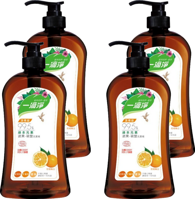 一滴淨 蘆薈多酚食品用洗潔精 柑橘精油, 1kg, 4瓶
