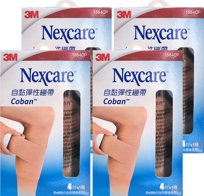 3M Nexcare 自黏彈性繃帶 1584CP 4吋, 4捲, 1捲