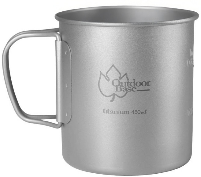 Outdoor Base 野夫炊煙 鈦手把隨行杯 450ml, 純鈦色, 1個