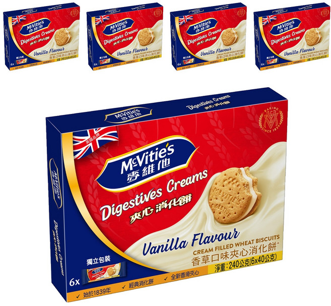 McVitie's 麥維他 夾心消化餅香草口味, 240g, 5盒