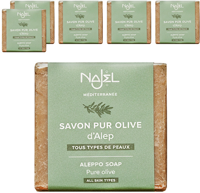 NAJEL 台灣公司貨 娜爵 100%初榨橄欖油 阿勒坡手工古皂, 200g, 6個