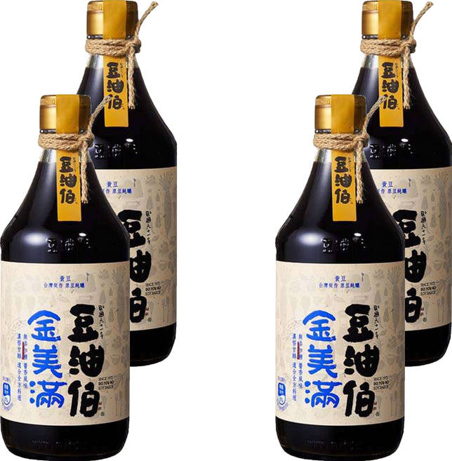 豆油伯 金美滿無添加糖釀造醬油, 500ml, 4瓶