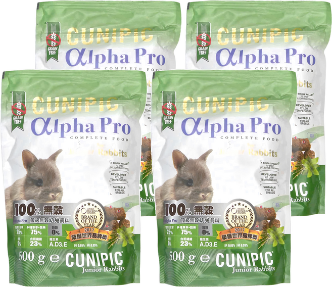 CUNIPIC 頂級無穀幼兔飼料, 500g, 4袋