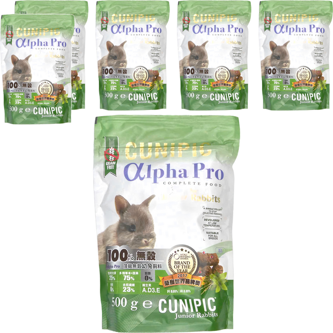 CUNIPIC 頂級無穀幼兔飼料, 500g, 6袋