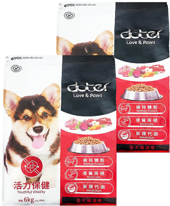 doter 寵愛物語 活動犬 活力保健犬飼料, 澳洲牛肉絨, 6kg, 2袋