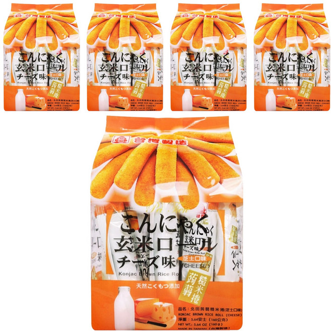 北田 蒟蒻糙米捲 芝士口味, 160g, 5袋