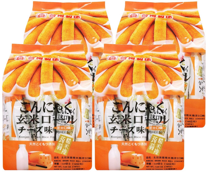 北田 蒟蒻糙米捲 芝士口味, 160g, 4袋