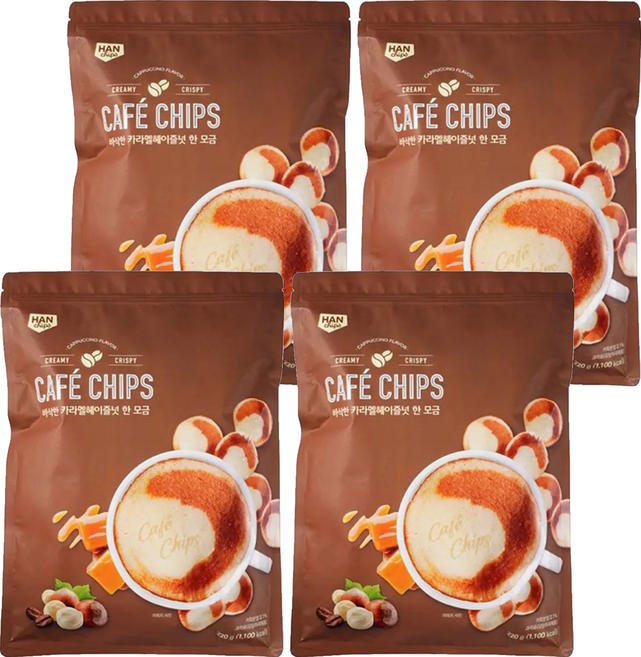 HANCHIPS TIGAKTAEGAK 焦糖榛果咖啡餅乾, 4包, 220g