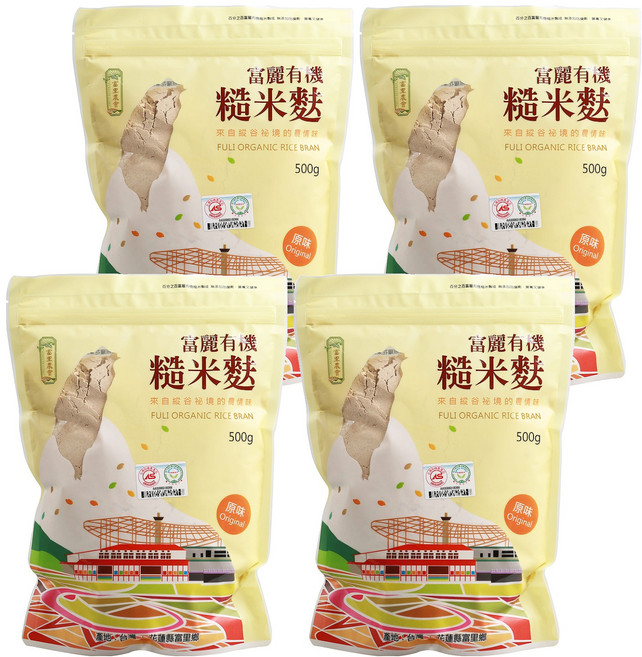 富里鄉農會 有機糙米麩, 500g, 4包