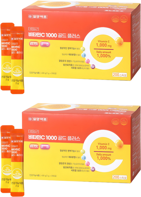 IL-YANG 一洋藥品 每日維他命C 1000 Gold Plus粉隨身包 200條入, 2盒, 400g