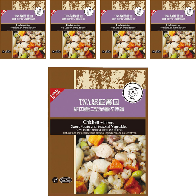 T.N.A. 悠遊 餐包, 台灣鮮雞燉薏仁金薯時蔬, 150g, 5包
