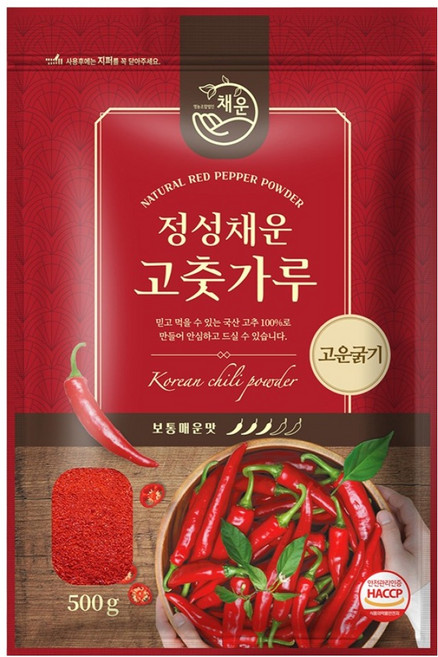 Chaeun 韓國產辣椒粉 細粉 普通辣味, 500g, 1個