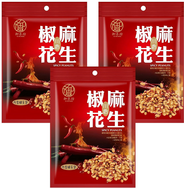 御禾坊 川香椒麻花生 120g, 3包