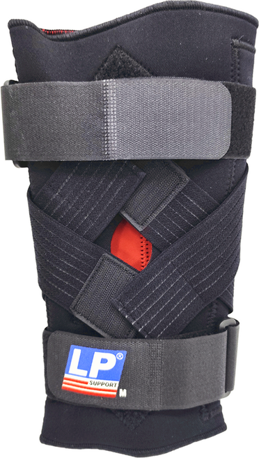 LP SUPPORT 運動防護系列 穩定型彈簧膝關節護具, 黑色, 1個