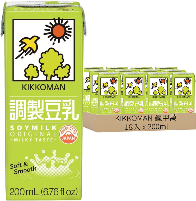 KIKKOMAN 龜甲萬 豆乳 調製豆乳, 200ml, 18入