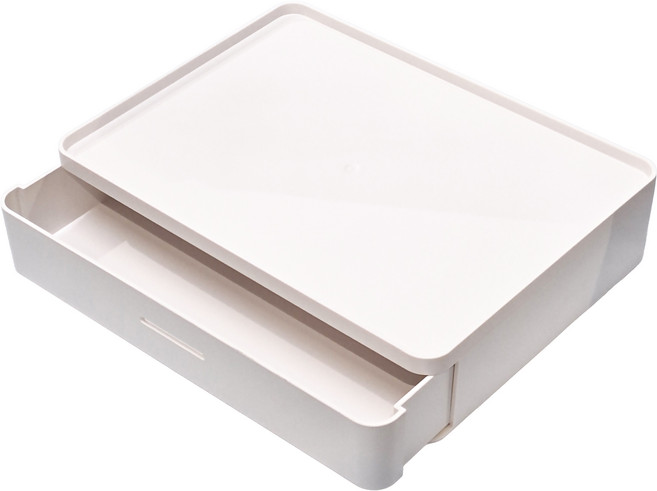 桌面收納盒 23.8 x 17.6 x 5.6cm 扁平抽屜, 白色, 1格