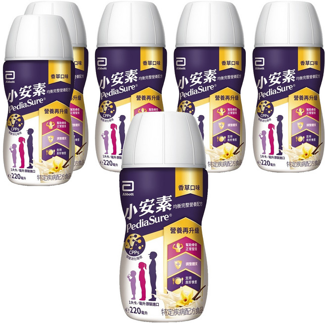Abbott 亞培 PediaSure 小安素 均衡營養即飲配方 香草口味, 220ml, 6瓶