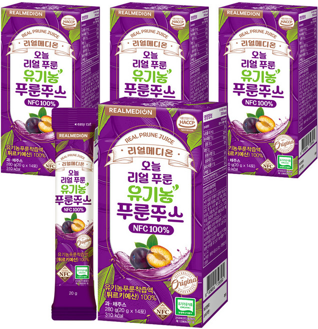 REALMEDION 西梅汁隨身包 14條入, 4個, 280g