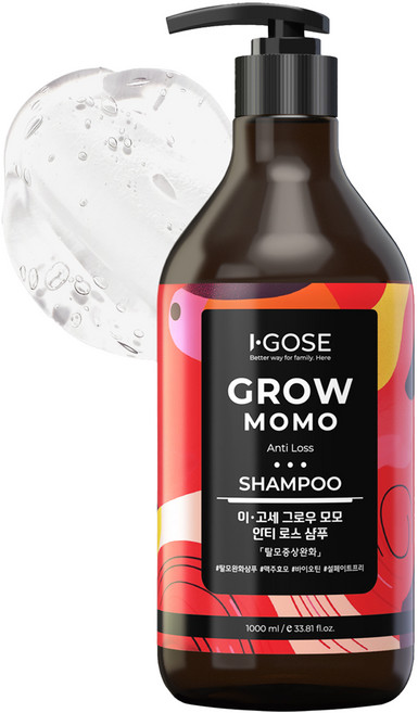 I GOSE Grow Momo啤酒酵母膠原蛋白活絡頭髮洗髮精 檸檬馬鞭草香, 1瓶, 1L