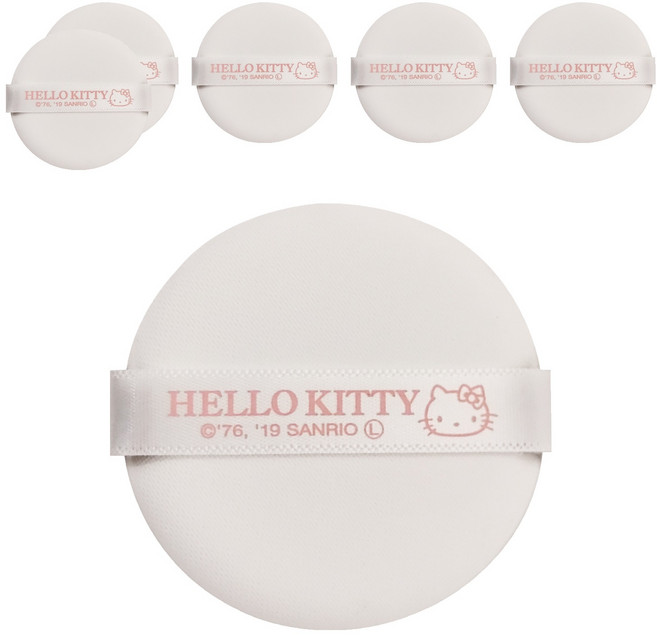 Hello Kitty 凱蒂貓 液態粉底用粉撲, 白色, 6個