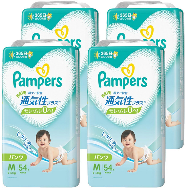 Pampers 幫寶適 日本境內版 透氣褲型尿布 5~12kg, M, 216片