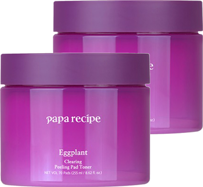 papa recipe 韓國原廠直供 茄子保濕去角質棉片 255ml, 70片, 2罐