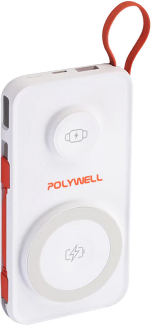 POLYWELL 寶利威爾 多合一磁吸無線充行動電源 10000mah typec 白色 S016P01 / PW15-T16-A027 BSMI R3E498 NCC CCAJ24LP9740T1