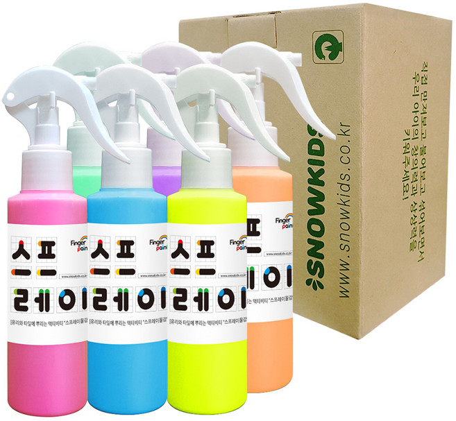 SNOWKIDS 噴霧式兒童顏料全套組, 6色, 140ml, 1150g
