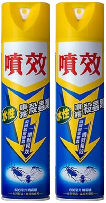 噴效 水性噴霧殺蟲劑, 600ml, 2瓶