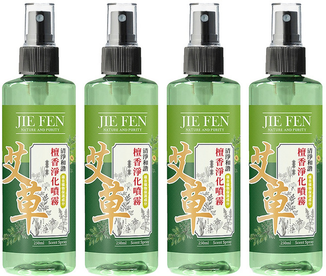 Jie Fen 潔芬生活 淨化噴霧, 艾草檀香, 250ml, 4瓶