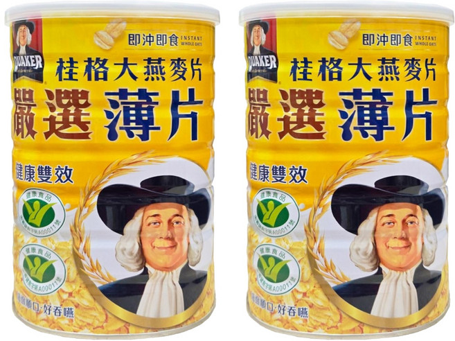 QUAKER 桂格 嚴選薄片麥片, 800g, 2罐