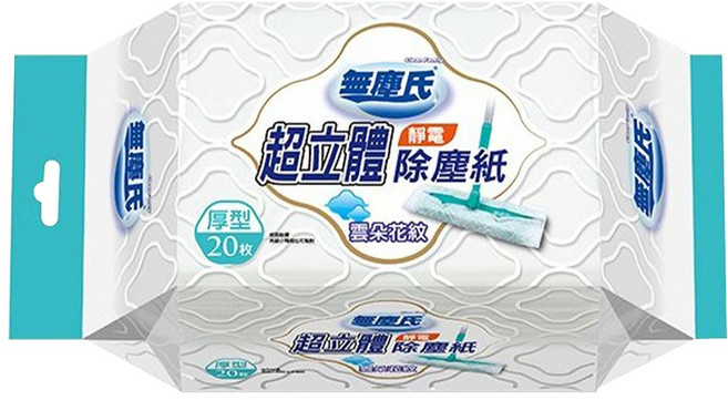 無塵氏 雲朵花紋 靜電除塵紙 厚型 20張, 1包