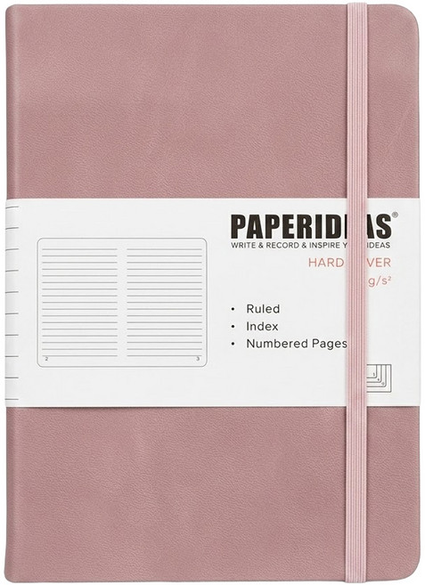 PAPERIDEAS 硬皮 橫線 A5 188頁, 冰莓粉, 1本