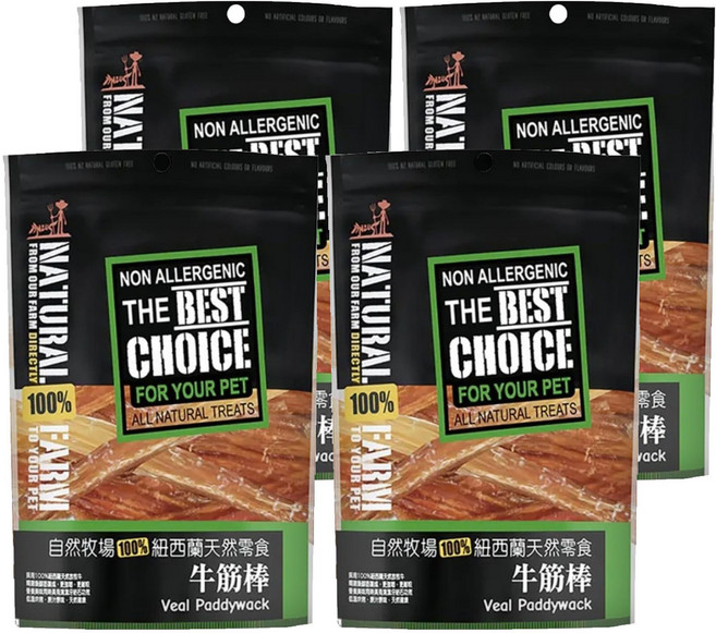 NATURAL FARM 自然牧場 紐西蘭天然零食, 牛筋棒, 100g, 4包