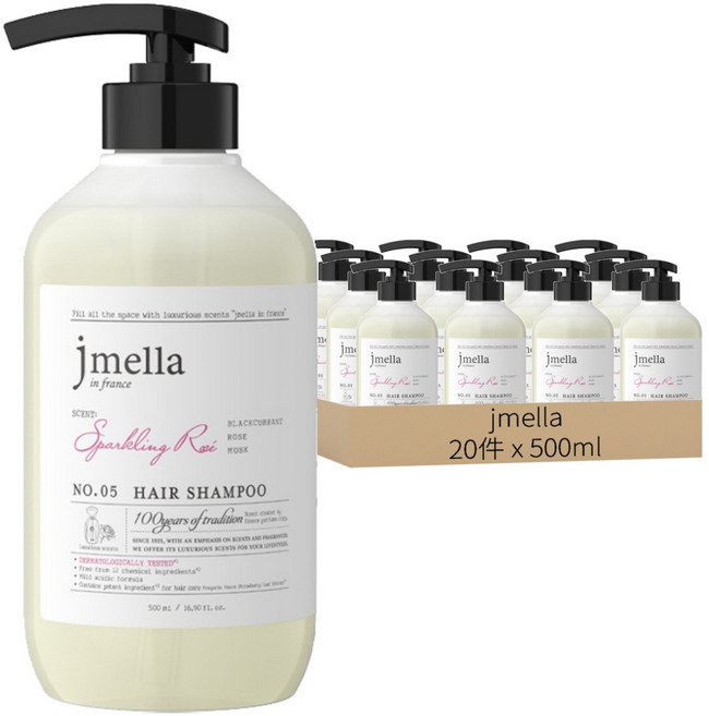 jmella 香檳玫瑰洗髮精, 20件, 500ml