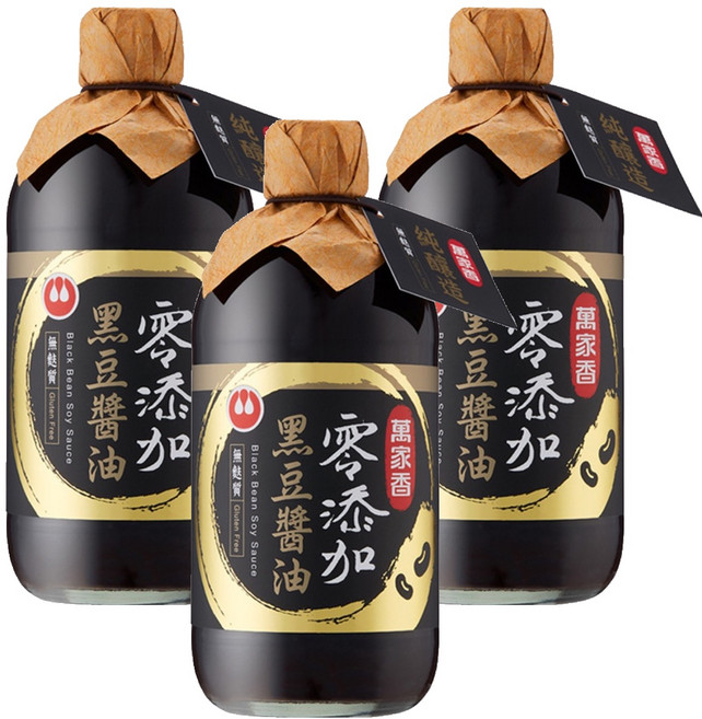 萬家香 零添加黑豆醬油, 450ml, 3瓶