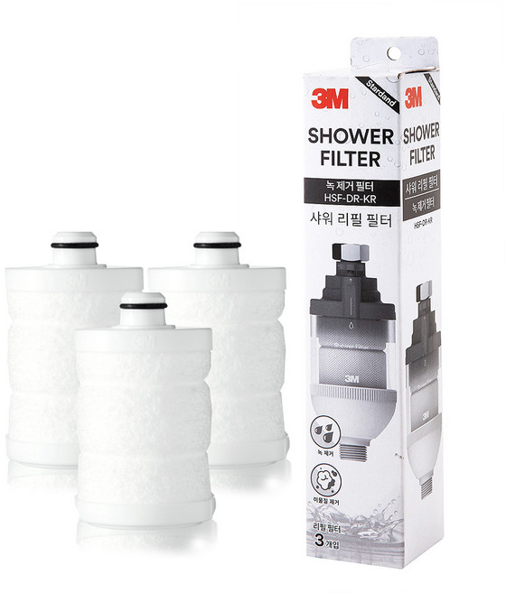 3M 標準蓮蓬頭過濾器補充蕊, 3個, 無香