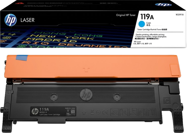 hp 惠普 碳粉匣 119A W2091A, 青藍色, 1個