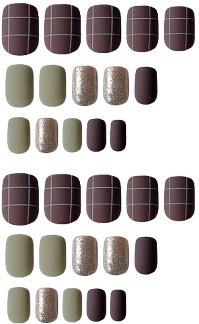 Paula's Nail 寶拉美甲 秒貼美甲 PNW26-0007 30片, 復古格紋, 1組
