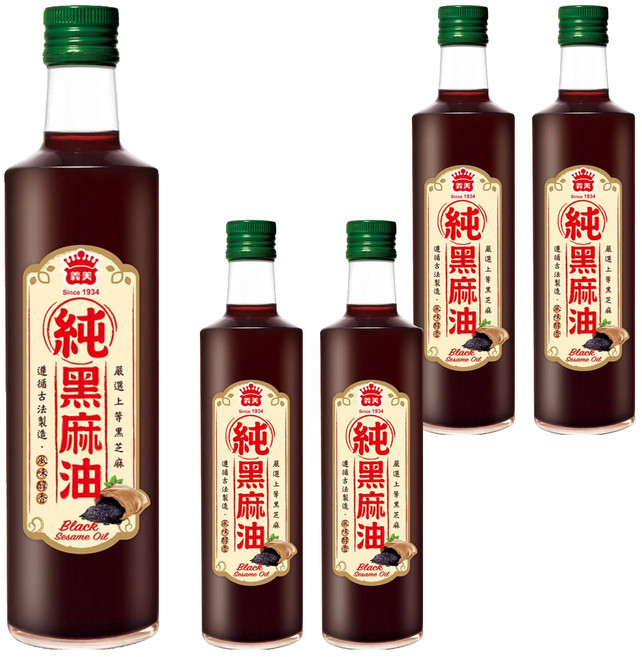 義美 100%純黑麻油, 500ml, 5瓶