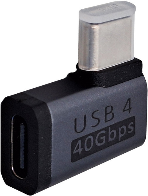 HAOWU USB4-Type-C側彎轉接頭, 1個, 深灰色