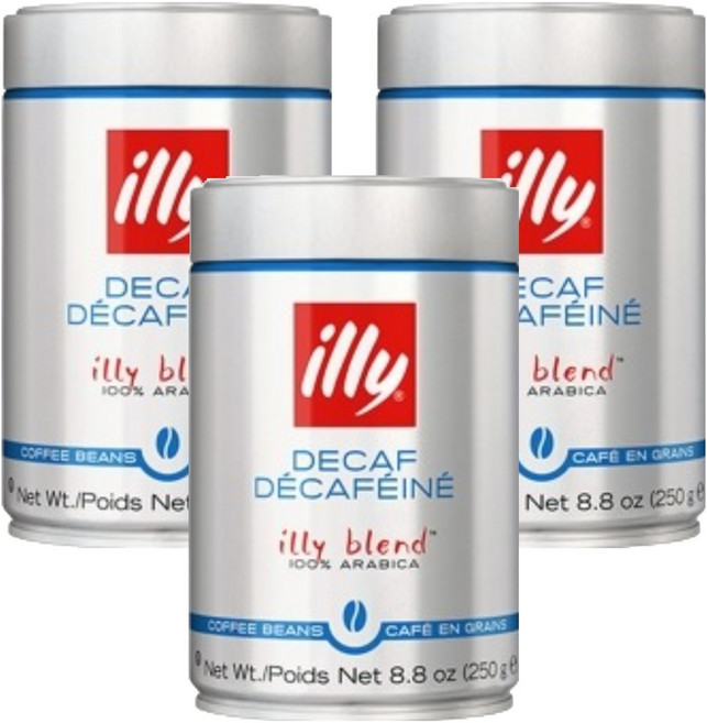 illy 意利 低咖啡因研磨咖啡, 無研磨咖啡豆, 250g, 3罐