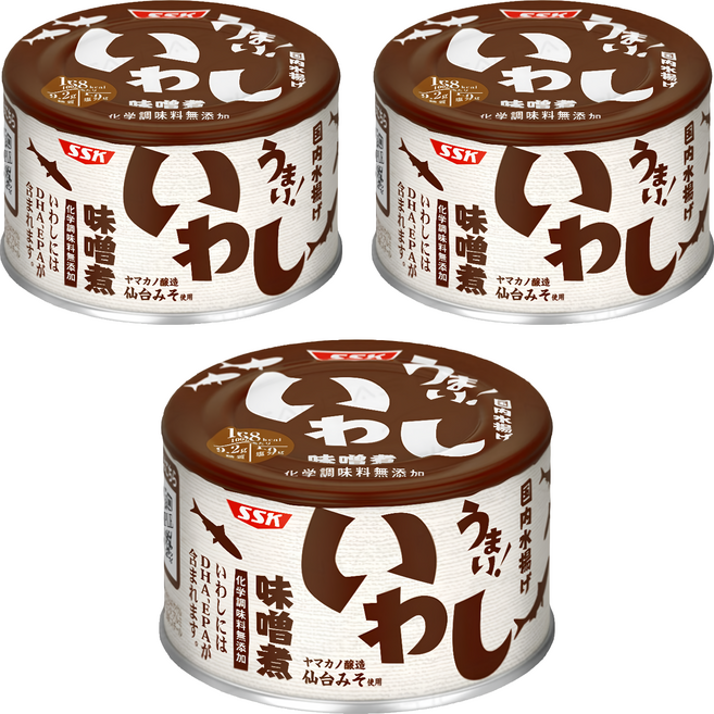 SSK 清水食品 沙丁魚罐頭 味噌味, 150g, 3罐