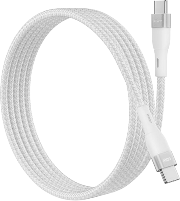 Riivan 60W Type-C-Type-C快充傳輸線, 白色, 1個, 1.2m