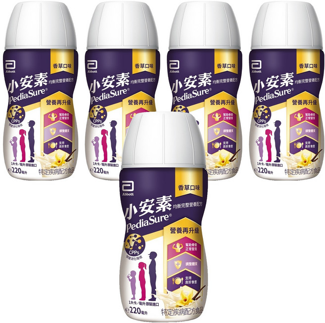 Abbott 亞培 PediaSure 小安素 均衡營養即飲配方 香草口味, 220ml, 5瓶