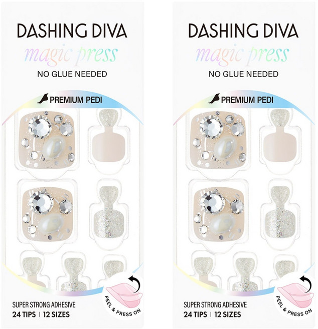 DASHING DIVA Magic Press 美足甲片, 白色珍珠, 2個