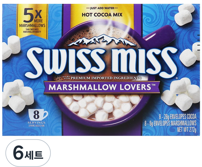 SWISS MISS 棉花糖可可飲 28g x 8入 + 棉花糖 6g x 8入 組合, 272g, 6套